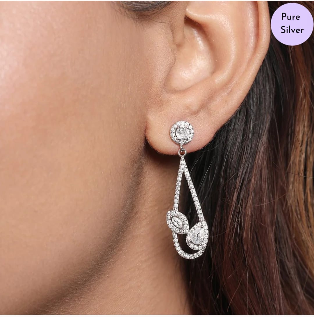 Radiant Nature Stud Rhodium Plated 925 Sterling Silver Leaf Stud Earrings