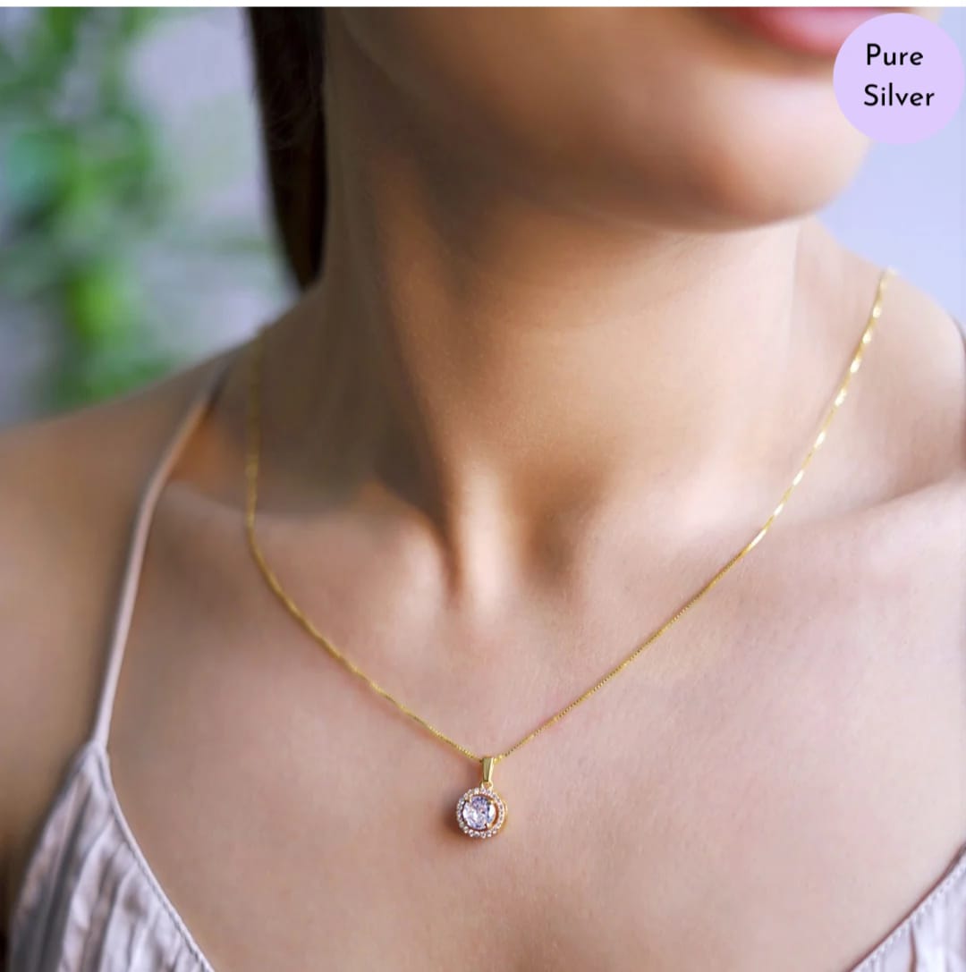 Golden Grace Gold Plated 925 Sterling Silver Pendant with Box Chain