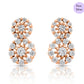 Glittering Halo Rose Gold Plated 925 Sterling Silver Cluster Earrings