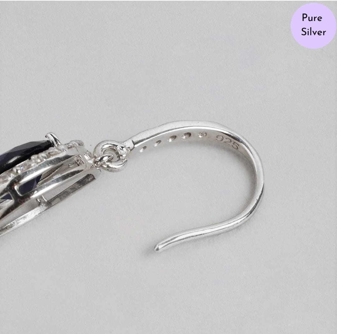 Ocean's Embrace Rhodium-Plated 925 Sterling Silver Drop Earrings