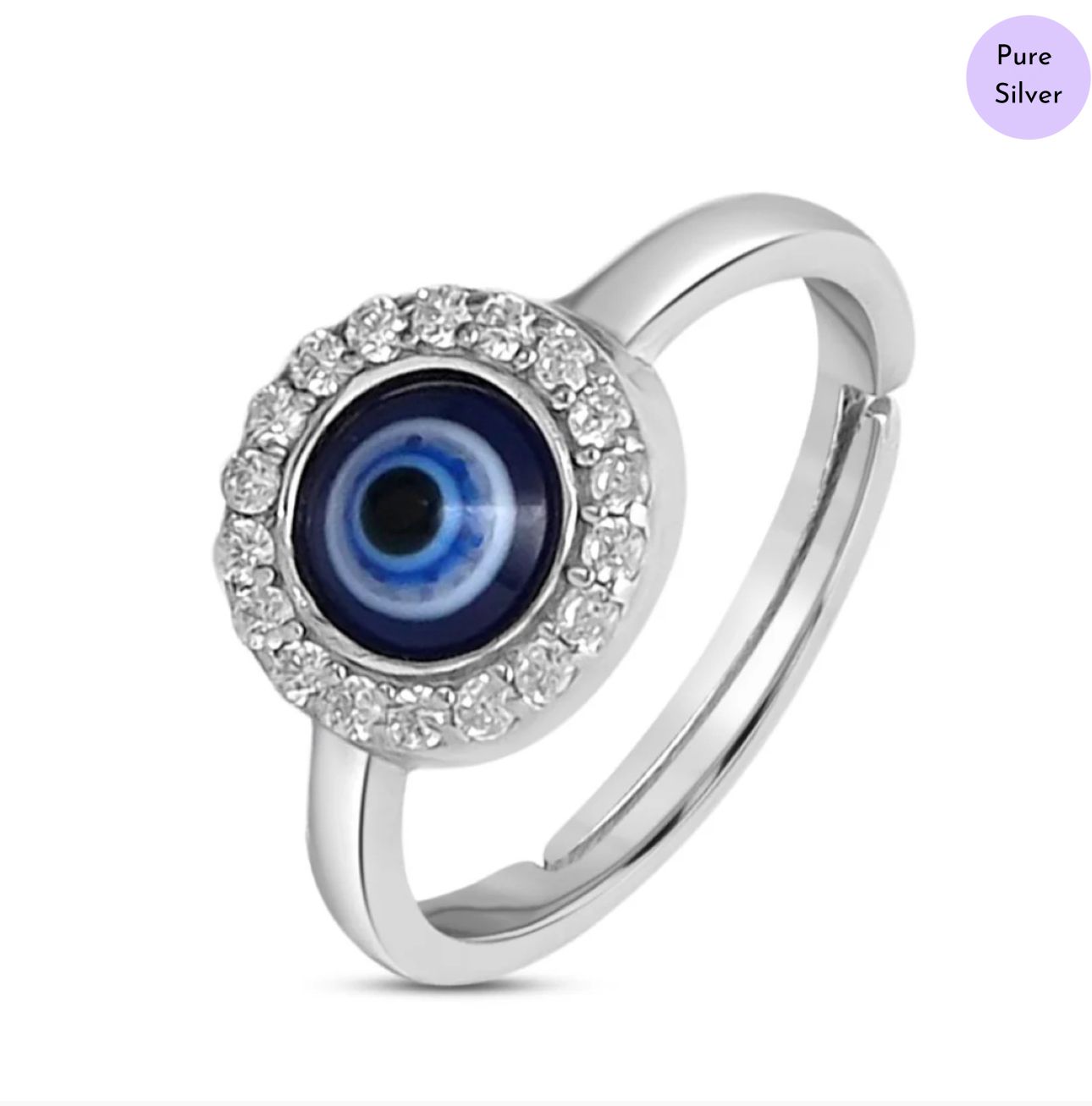 Eye Of Protection  CZ Rhodium Plated 925 Sterling Silver Ring