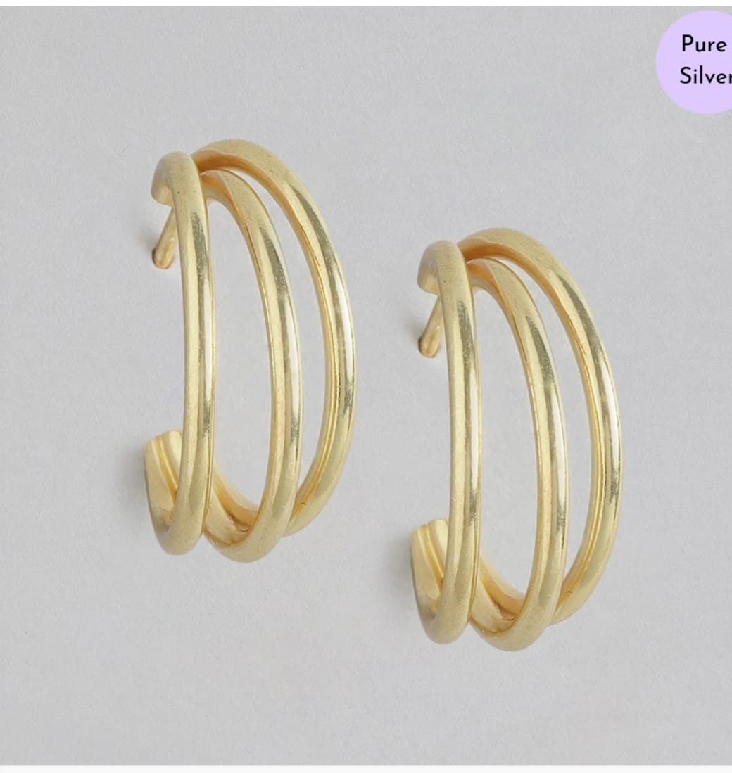 Triple Radiance Hoops Gold Plated 925 Sterling Silver Hoops