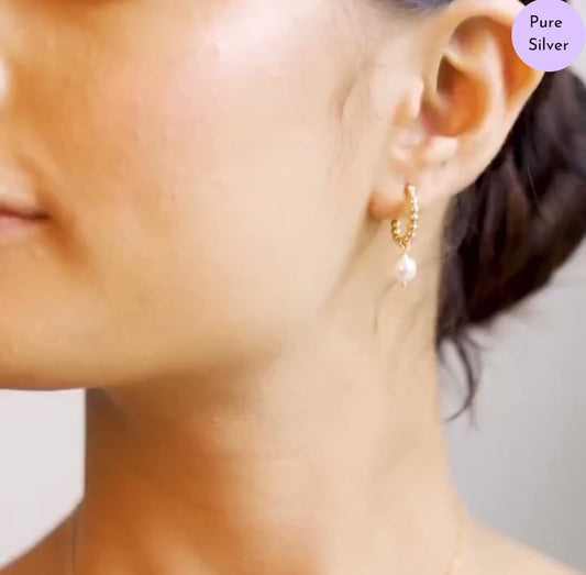 Solitaire Pearl Delight  Drop Gold Plated Earring